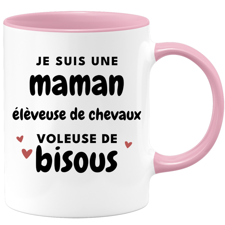 quotedazur - Mug Je Suis Une Maman élèveuse de chevaux Voleuse De Bisous - Cadeau Fête Des Mères Original - Idée Cadeau Pour Anniversaire Maman - Cadeau Pour Future Maman Naissance
