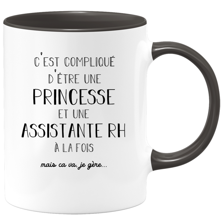 quotedazur - Mug Princesse Et Assistante rh A La Fois Mais Je Gère - Tasse Cadeau Femme Travail Fête Des Mères Anniversaire - Cadeau Départ ou Noël Pour Une Assistante rh