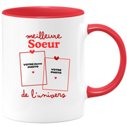 Mug Meilleure Soeur de l'univers - Mug personnalisé avec 2 photos famille