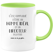 quotedazur - Mug C'est Compliqué D'Être Un Homme Idéal Et Un Directeur A La Fois - Cadeau Départ Homme, Femme, Chef, Stagiaire, Départ Retraite - Idée Cadeau Original, Humour, Drôle, Rigolo