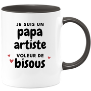 quotedazur - Mug Je Suis Un Papa Artiste Voleur De Bisous - Cadeau Fête Des Pères Original - Idée Cadeau Pour Anniversaire Papa - Cadeau Pour Futur Papa Naissance