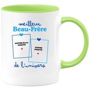 Mug Meilleur Beau-frère de l'univers - Mug personnalisé avec 2 photos famille