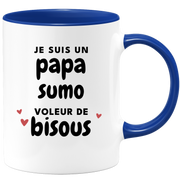 quotedazur - Mug Je Suis Un Papa Sumo Voleur De Bisous - Cadeau Fête Des Pères Original - Idée Cadeau Pour Anniversaire Papa - Cadeau Pour Futur Papa Naissance