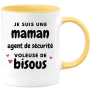 quotedazur - Mug Je Suis Une Maman Agent De Sécurité Voleuse De Bisous - Cadeau Fête Des Mères Original - Idée Cadeau Pour Anniversaire Maman - Cadeau Pour Future Maman Naissance