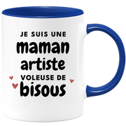 quotedazur - Mug Je Suis Une Maman Artiste Voleuse De Bisous - Cadeau Pour Artiste - Cadeau Personnalisé Pour Femme - Cadeau Original Pour Anniversaire, Noël, Future Maman Naissance