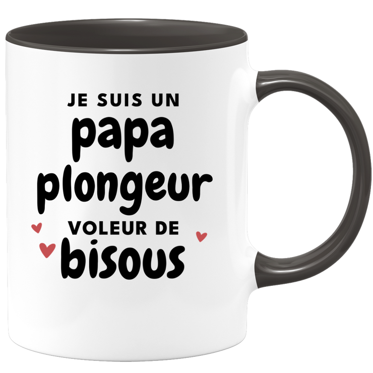 quotedazur - Mug Je Suis Un Papa Plongeur Voleur De Bisous - Cadeau Fête Des Pères Original - Idée Cadeau Pour Anniversaire Papa - Cadeau Pour Futur Papa Naissance