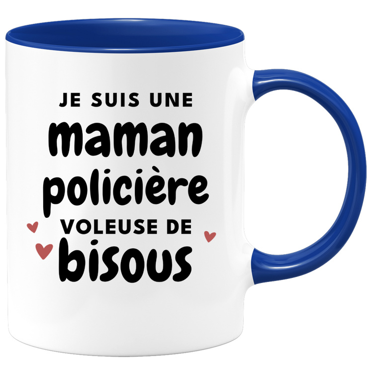 quotedazur - Mug Je Suis Une Maman Policière Voleuse De Bisous - Cadeau Fête Des Mères Original - Idée Cadeau Pour Anniversaire Maman - Cadeau Pour Future Maman Naissance