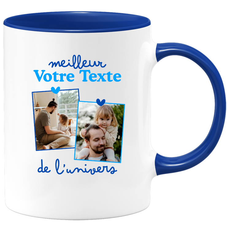 Mug deux photos personnalisé meilleur de l'univers pour homme - Métier famille prénom couple parent
