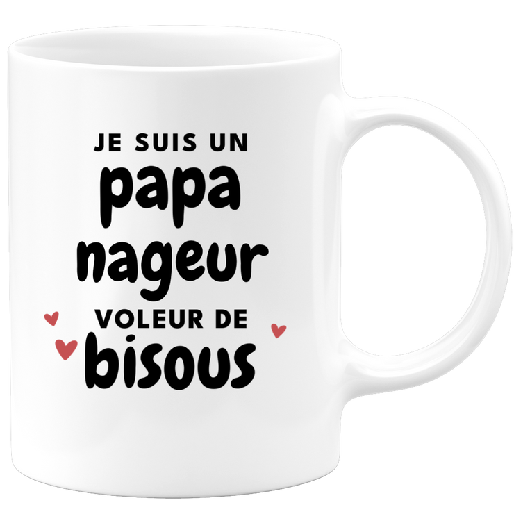 quotedazur - Mug Je Suis Un Papa Nageur Voleur De Bisous - Cadeau Fête Des Pères Original - Idée Cadeau Pour Anniversaire Papa - Cadeau Pour Futur Papa Naissance