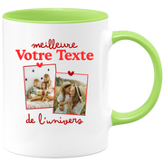 Mug deux photos personnalisé meilleure de l'univers pour femme - Métier famille prénom couple parent
