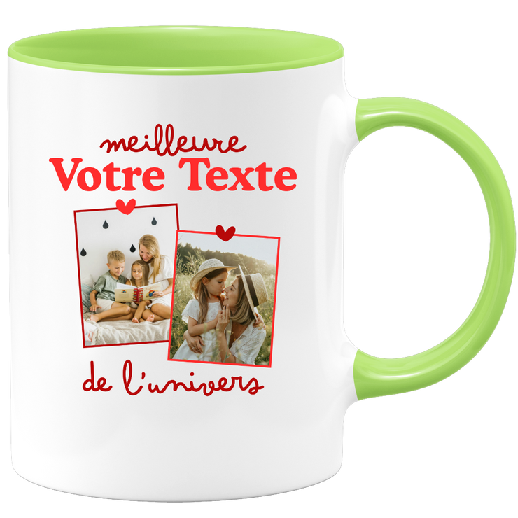 Mug deux photos personnalisé meilleure de l'univers pour femme - Métier famille prénom couple parent
