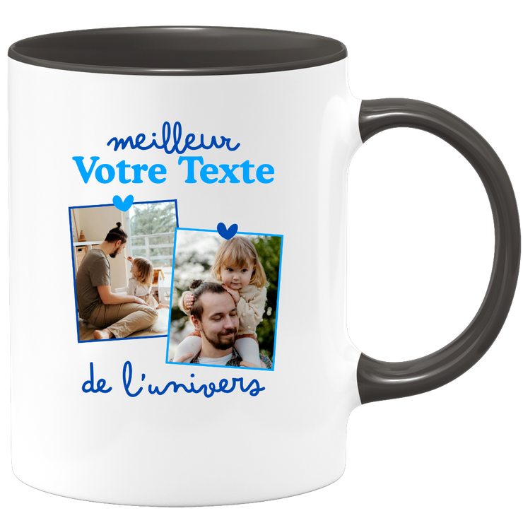Mug deux photos personnalisé meilleur de l'univers pour homme - Métier famille prénom couple parent