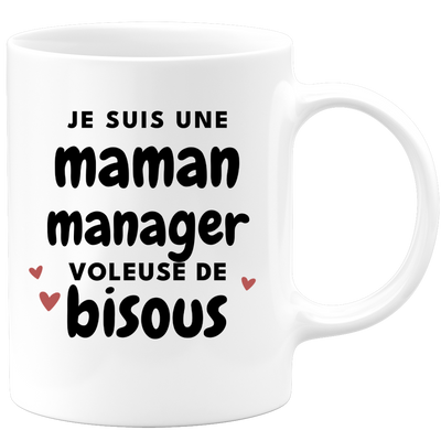 quotedazur - Mug Je Suis Une Maman Manager Voleuse De Bisous - Cadeau Fête Des Mères Original - Idée Cadeau Pour Anniversaire Maman - Cadeau Pour Future Maman Naissance