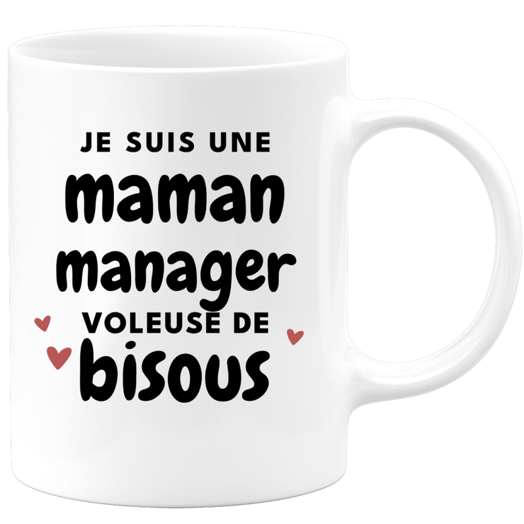 quotedazur - Mug Je Suis Une Maman Manager Voleuse De Bisous - Cadeau Fête Des Mères Original - Idée Cadeau Pour Anniversaire Maman - Cadeau Pour Future Maman Naissance