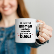 quotedazur - Mug I am a kindergarten assistant mom who steals kisses - Original Mother's Day Gift - Gift Idea For Mom Birthday - Gift For Future Mom Birth