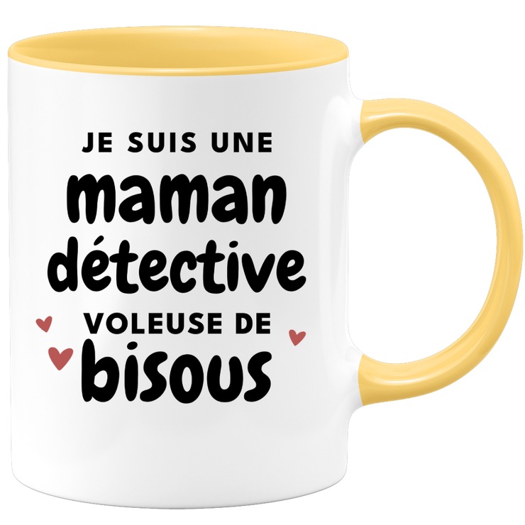quotedazur - Mug Je Suis Une Maman Détective Voleuse De Bisous - Cadeau Fête Des Mères Original - Idée Cadeau Pour Anniversaire Maman - Cadeau Pour Future Maman Naissance