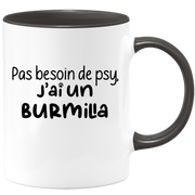 quotedazur - Mug Pas Besoin De Psy J'ai Un Burmilla - Cadeau Humour Chat - Tasse Originale Animaux Cadeau Noël Anniversaire