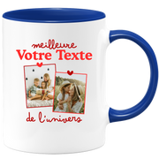 Mug deux photos personnalisé meilleure de l'univers pour femme - Métier famille prénom couple parent