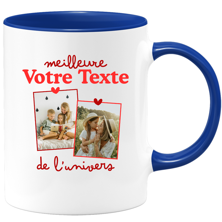 Mug deux photos personnalisé meilleure de l'univers pour femme - Métier famille prénom couple parent