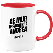 Mug Ce mug appartient à Andréa, compris ?