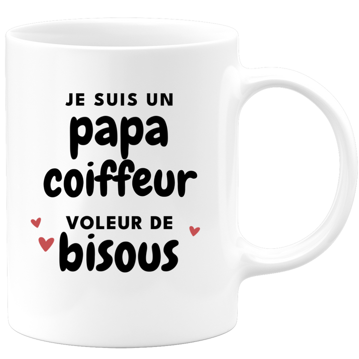 quotedazur - Mug Je Suis Un Papa Coiffeur Voleur De Bisous - Cadeau Fête Des Pères Original - Idée Cadeau Pour Anniversaire Papa - Cadeau Pour Futur Papa Naissance