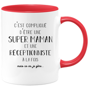 Super Mom Receptionist Mug - Receptionist Gift Birthday Mom Mother's Day Valentine's Day Woman Love Couple