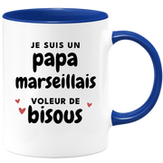 quotedazur - Mug Je Suis Un Papa Marseillais Voleur De Bisous - Cadeau Fête Des Pères Original - Idée Cadeau Pour Anniversaire Papa - Cadeau Pour Futur Papa Naissance