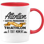 quotedazur - Mug Cette Personne Peut Parler De Triathlon À Tout Moment - Cadeau Humour Sport - Idée Cadeau Original Triathlète   - Tasse Triathlon - Anniversaire Ou Noël
