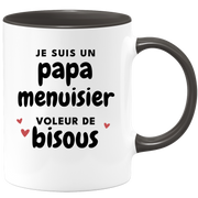 quotedazur - Mug Je Suis Un Papa Menuisier Voleur De Bisous - Cadeau Fête Des Pères Original - Idée Cadeau Pour Anniversaire Papa - Cadeau Pour Futur Papa Naissance