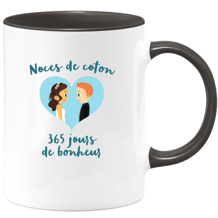 Gift one year of marriage cotton wedding - romantic tea cup couple gift - love anniversary man gift