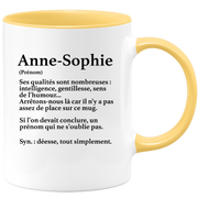 quotedazur - Mug Définition Prénom Anne-sophie Déesse Tout Simplement - Cadeau Humour Prénom - Idée Cadeau Famille Saint Valentin - Tasse Prénom Anne-sophie - Idéal Pour Noël Au Bureau