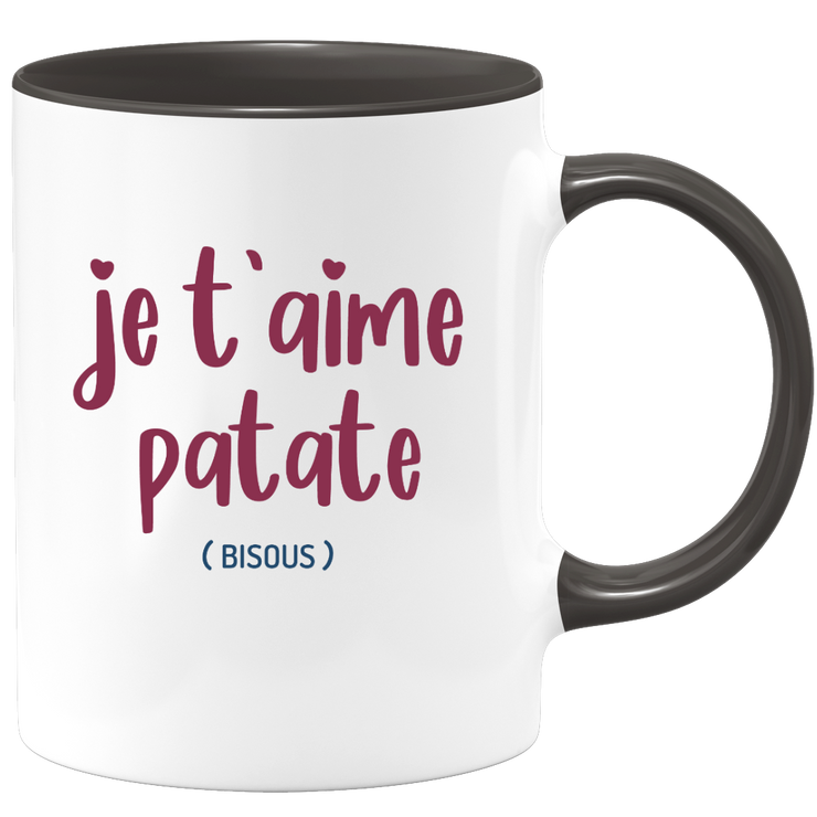 quotedazur - Mug Je T'aime Patate Bisous - Idée Cadeau Couple Amour Femme ou Homme Pour La Saint Valentin, Anniversaire Ou Noël
