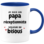 quotedazur - Mug I Am A Receptionist Dad Who Steals Kisses - Original Father's Day Gift - Gift Idea For Dad Birthday - Gift For Future Dad Birth