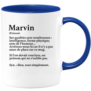 quotedazur - Mug Définition Prénom Marvin Dieu Tout Simplement - Cadeau Humour Prénom - Idée Cadeau Famille Saint Valentin - Tasse Prénom Marvin
