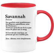quotedazur - Mug Définition Prénom Savannah Déesse Tout Simplement - Cadeau Humour Prénom - Idée Cadeau Famille Saint Valentin - Tasse Prénom Savannah - Idéal Pour Noël Au Bureau