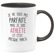 quotedazur - Mug Je Ne Suis Pas Parfaite Mais Je Suis Athlète Et C'est Presque Pareil - Cadeau Sportif, Anniversaire, Noël