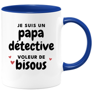 quotedazur - Mug Je Suis Un Papa Détective Voleur De Bisous - Cadeau Fête Des Pères Original - Idée Cadeau Pour Anniversaire Papa - Cadeau Pour Futur Papa Naissance