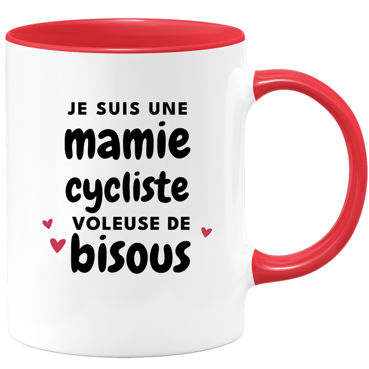quotedazur - Mug Je Suis Une Mamie Cycliste Voleuse De Bisous - Cadeau Fête Des Grand Mères Original - Idée Cadeau Pour Anniversaire Mémé Cyclisme - Cadeau Future Mamy Naissance