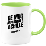 Mug Ce mug appartient à Achille, compris ?