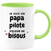 quotedazur - Mug Je Suis Un Papa Pilote Voleur De Bisous - Cadeau Fête Des Pères Original - Idée Cadeau Pour Anniversaire Papa - Cadeau Pour Futur Papa Naissance