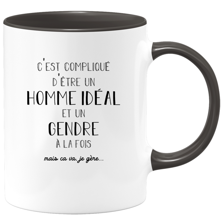 quotedazur - Mug Compliqué D'Être Un Homme Idéal Et Un Gendre  À La Fois Mais Ca Va Je Gère - Cadeau Humour Métier Travail - Idée Cadeau Pot De Départ Chef  - Tasse Cadeau Retraite Noël