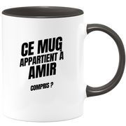 Mug Ce mug appartient à Amir, compris ?