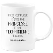 quotedazur - Mug Princesse Et Technicienne A La Fois Mais Je Gère - Tasse Cadeau Femme Travail Fête Des Mères Anniversaire - Cadeau Départ ou Noël Pour Une Technicienne