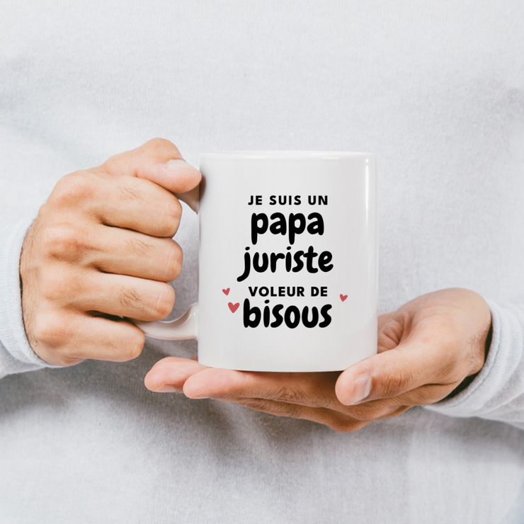 quotedazur - Mug Je Suis Un Papa Juriste Voleur De Bisous - Cadeau Fête Des Pères Original - Idée Cadeau Pour Anniversaire Papa - Cadeau Pour Futur Papa Naissance