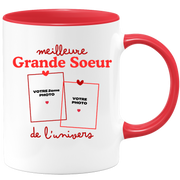 Mug Meilleure Grande Soeur de l'univers - Mug personnalisé avec 2 photos famille