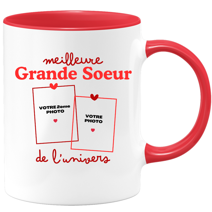 Mug Meilleure Grande Soeur de l'univers - Mug personnalisé avec 2 photos famille