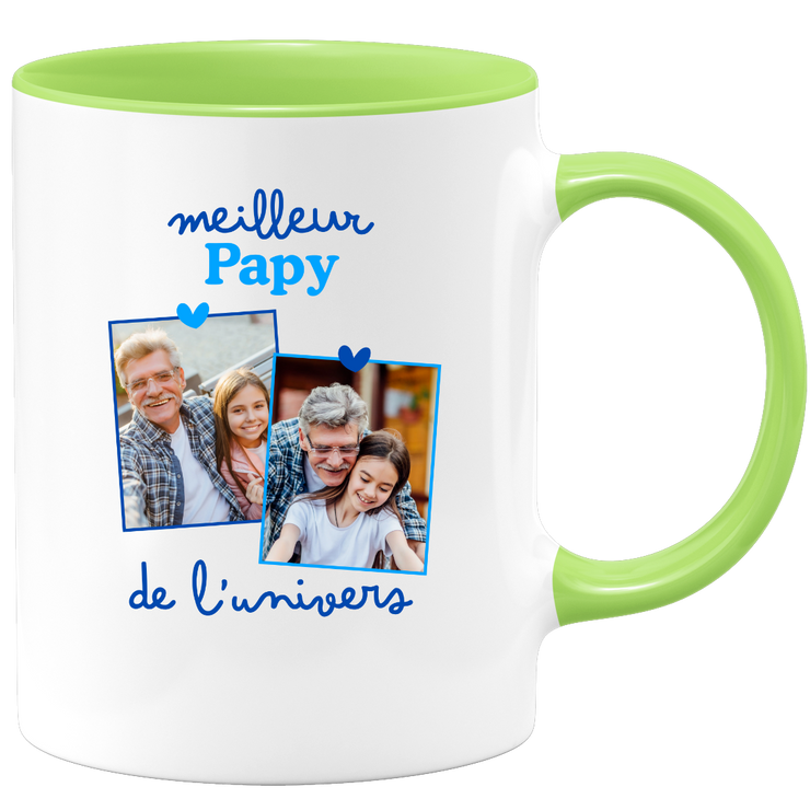 Mug Meilleur papy de l'univers - Mug personnalisé avec 2 photos famille