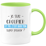 quotedazur - Mug Je Suis Croupier Et Toi C'est Quoi Ton Super Pouvoir - Cadeau Humour Travail - Idée Cadeau Départ Collègue - Tasse Chef Croupier - Idéal Pour Noël Au Bureau