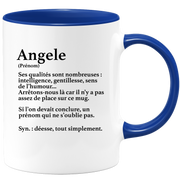 quotedazur - Mug Définition Prénom Angele Déesse Tout Simplement - Cadeau Humour Prénom - Idée Cadeau Famille Saint Valentin - Tasse Prénom Angele - Idéal Pour Noël Au Bureau