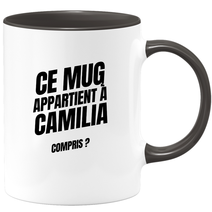 Mug Ce mug appartient à Camilia, compris ?
